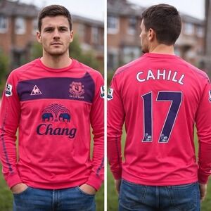 Everton Tim Cahill 17 Pink Away Jersey 2010 2011 Le Coq Sportif L